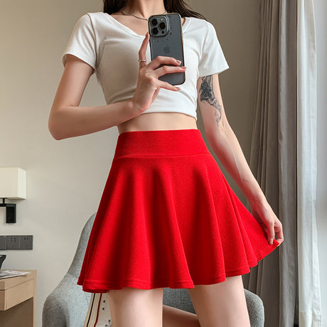 Pleated Patchwork High Waist Skirt